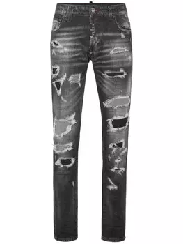 Джинсы Philipp Plein с потертостями, черный