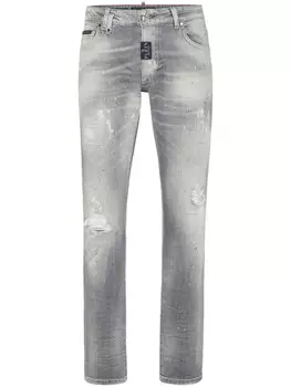 Джинсы Philipp Plein с потертостями, серый
