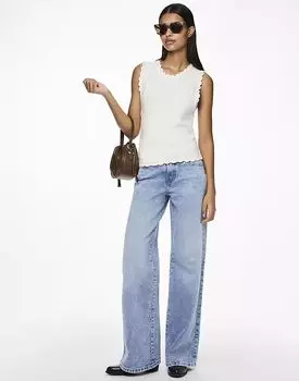 Джинсы Pieces Wide fit светло-голубого цвета