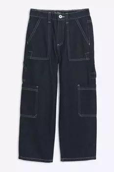 Джинсы плотницкого покроя для мальчиков из денима свободного кроя River Island, синий