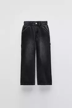 Джинсы плотника ZARA, черный