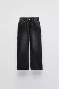Джинсы плотника ZARA, черный