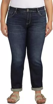 Джинсы Plus Size Boyfriend Mid-Rise Slim Leg Jeans W27101ECF485 Silver Jeans Co., цвет Indigo