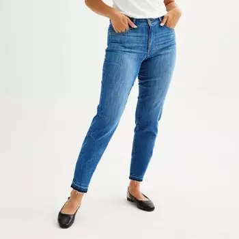 Джинсы plus size Curvy средней посадки с зауженными краями до щиколотки Sonoma Goods For Life, цвет medium wash