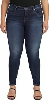 Джинсы Plus Size Infinite Fit Mid-Rise Skinny Leg Jeans W87103INF487 Silver Jeans Co., цвет Indigo