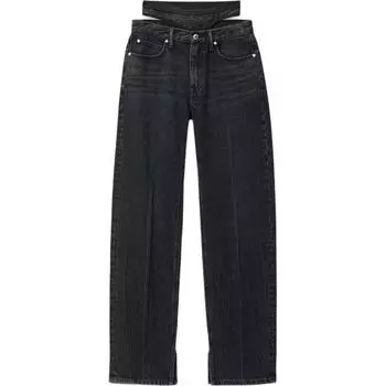 Джинсы Pre-Style Direct Leg с разрезом по низу Alexander Wang, Distressed Gray