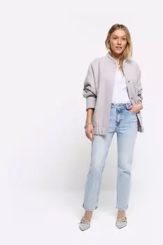 Джинсы приталенного кроя высокой талией и прямыми штанинами River Island, синий