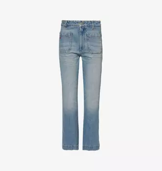 Джинсы прямого кроя Alina с накладными карманами и укороченным денимом Victoria Beckham, голубой