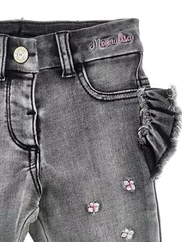 Джинсы прямого кроя BABY CON GALETTE Monnalisa, пестрый серый
