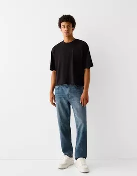 Джинсы прямого кроя Bershka, синий