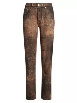 Джинсы прямого кроя до щиколотки с потертостями Ralph Lauren Collection, коричневый