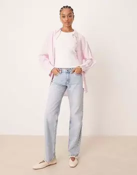 Джинсы прямого кроя Gina Tricot Tall с заниженной талией светло-синего цвета