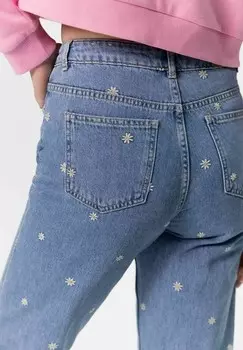 Джинсы прямого кроя GIRLFRIEND MIT GNSEBLMCHEN-STICKEREI BELEM Sissy-Boy, синий деним