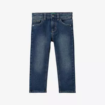 Джинсы прямого кроя из эластичного денима прямого кроя для 1–6 лет Benetton, синий