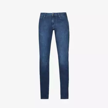 Джинсы прямого кроя из эластичного денима с фирменной нашивкой Emporio Armani, цвет denim blu md