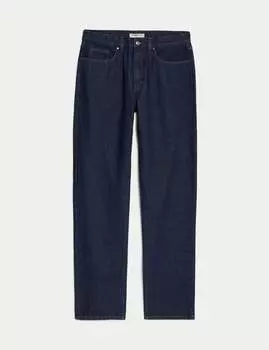 Джинсы прямого кроя из чистого хлопка Marks & Spencer, индиго