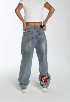 Джинсы прямого кроя KILL SLOWLY RELAXED Ed Hardy, синий