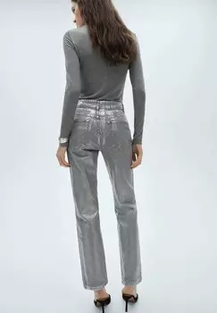 Джинсы прямого кроя Mango, серебристый