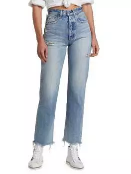 Джинсы Прямого Кроя Moussy Lomita с эффектом потертости, vintage blue