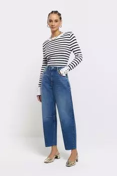 Джинсы прямого кроя оверсайз с высокой посадкой River Island, синий