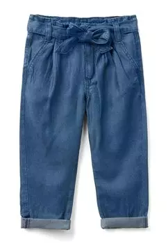 Джинсы прямого кроя PAPERBAG WITH BELT United Colors of Benetton, цвет blue