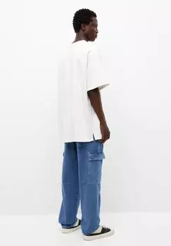 Джинсы прямого кроя PULL&BEAR, синий деним Colour Block With Seam Details