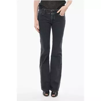 Джинсы прямого кроя с эффектом потертости, 23 см Stella Mccartney, Black