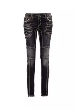 Джинсы прямого кроя с экстравагантным дизайном швов CIPO & BAXX, черный