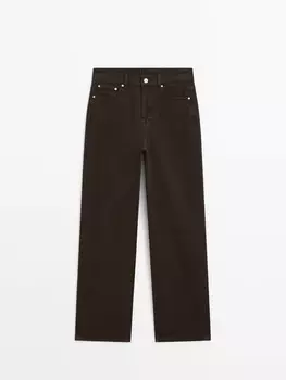 Джинсы прямого кроя с карманами Massimo Dutti, коричневый