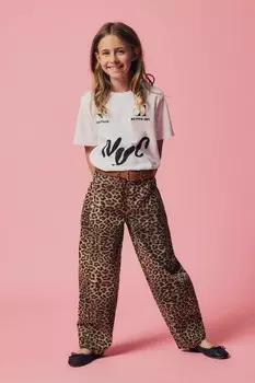 Джинсы прямого кроя с леопардовым принтом Name It, коричневый