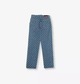 Джинсы прямого кроя с монограммным узором, классического кроя, 8-12 лет Gucci, цвет deep azure