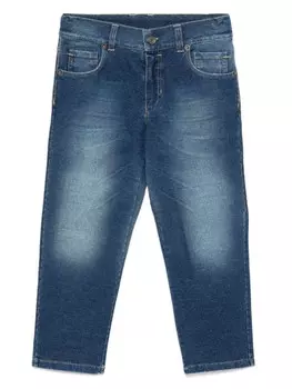 Джинсы прямого кроя с нашивкой-логотипом Dolce & Gabbana Kids, синий