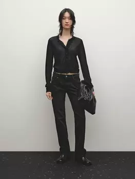 Джинсы прямого кроя с низкой посадкой Massimo Dutti, черный