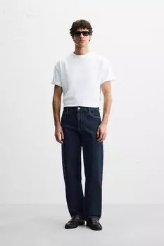 Джинсы прямого кроя с отстрочкой по верху ZARA, цвет Indigo