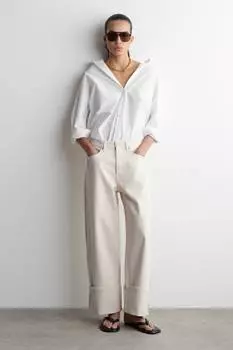 Джинсы прямого кроя с отворотами Cos, экрю