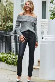 Джинсы прямого кроя с покрытием Sosandar, черный