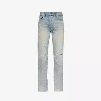 Джинсы прямого кроя с потертостями и эффектом дробовика Amiri, индиго