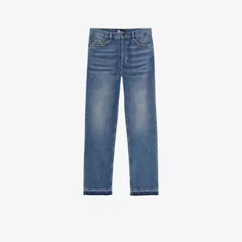 Джинсы прямого кроя с пятью карманами и бахромой The Kooples, синий