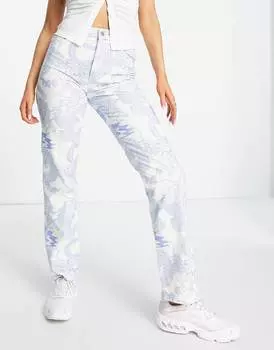 Джинсы прямого кроя с принтом дракона ASOS DESIGN 90-х
