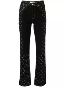 Джинсы прямого кроя с принтом Marine Serre, черный