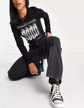 Джинсы прямого кроя с разрезом спереди DTT Don't Think Twice