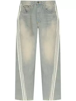 Джинсы прямого кроя с тремя полосками adidas, синий