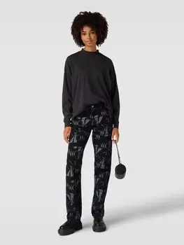 Джинсы прямого кроя с узором-логотипом по всей поверхности Calvin Klein Jeans, черный