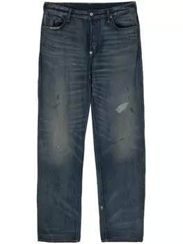 Джинсы прямого кроя с вышитым логотипом EVISU, синие
