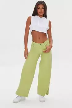 Джинсы прямого кроя с высокой посадкой Forever 21, шалфей