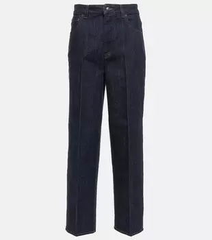 Джинсы прямого кроя с высокой посадкой LORO PIANA, синий