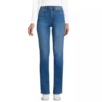 Джинсы прямого кроя с высокой посадкой Petite Lands' End Recover, цвет Indigo Tide Blue