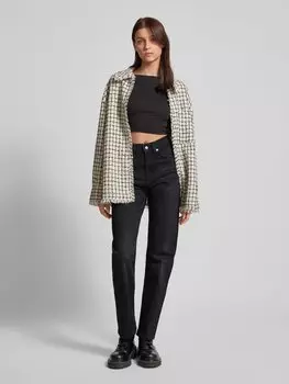 Джинсы прямого кроя с высокой талией и этикеткой Calvin Klein Jeans, черный