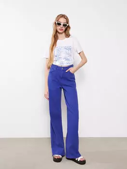 Джинсы прямого кроя с высокой талией и широкими штанинами для женщин Xside