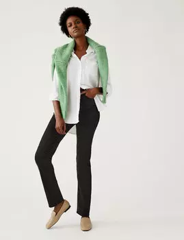 Джинсы прямого кроя с высокой талией и украшением Marks & Spencer, черный